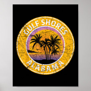 Affiche Gulf Shores Alabama Al Vintage Retro 80s Summer Tr