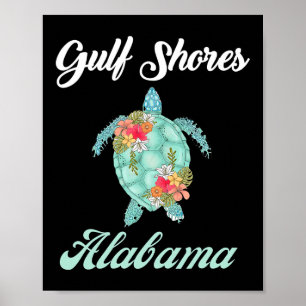 Affiche Gulf Shores Alabama Tortue de mer Famille Mat de v