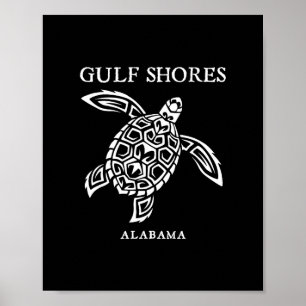 Affiche Gulf Shores Alama Rétro Tortue de Mer Garçons Fill