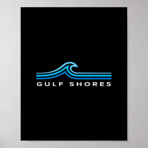 Affiche Gulf Shores Alama Waves Vintage Hommes Femmes Garç