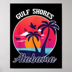 Affiche Gulf Shores Beach Alabama Famille Vacances Souveni