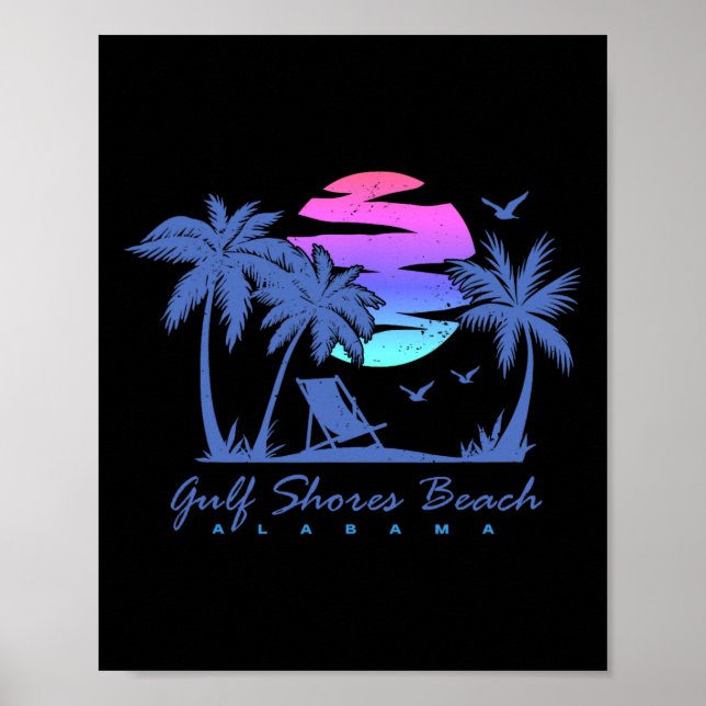 Affiche Gulf Shores Beach Alabama Spring Break Vacation Tr (Devant)
