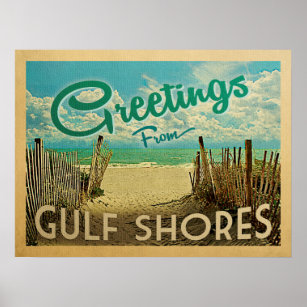 Affiche Gulf Shores Beach Vintage voyage