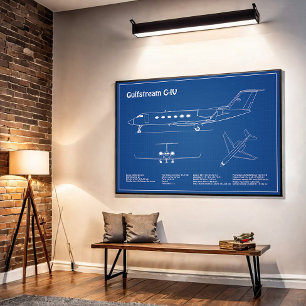 Affiche Gulfstream G-IV - Plan directeur de l'avion AD