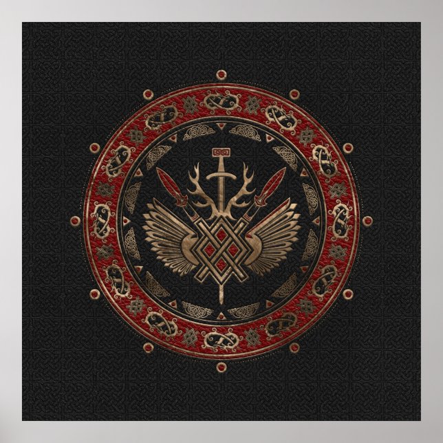 Affiche Gungnir - Cuir noir et rouge et or (Devant)