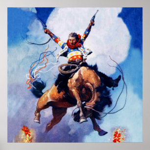 Affiche “Guns Ablazing” Œuvre Western par NC Wyeth