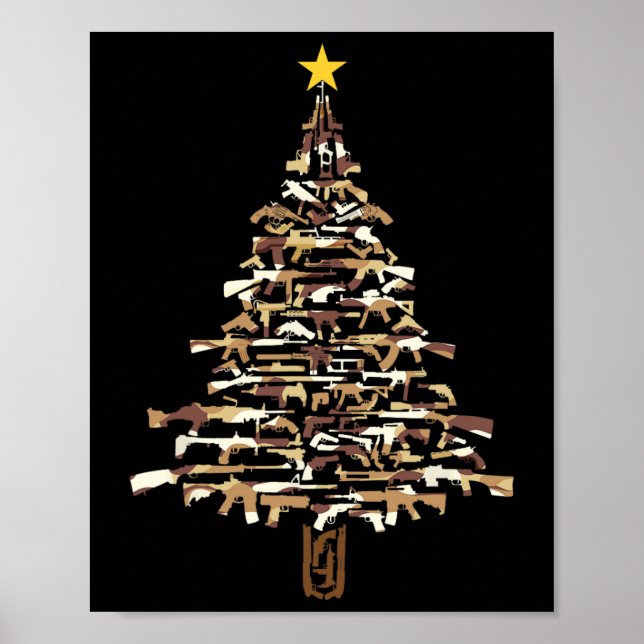 Affiche Guns Christmas Tree - Camo Print Xmas Gift For Gun (Devant)