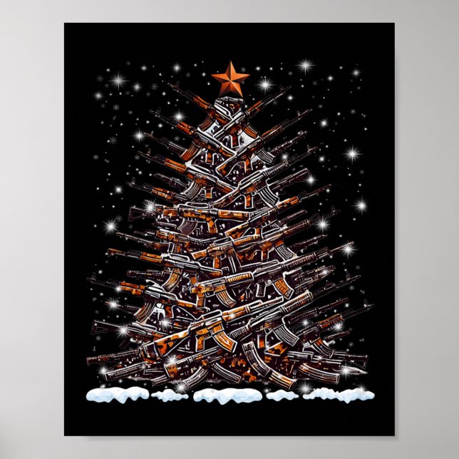 Affiche Guns Christmas Tree Funny Men Xmas For Gun Lover  (Devant)