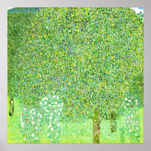 Affiche Gustav Klimt, buissons roses sous les arbres