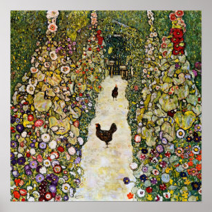 Affiche Gustav Klimt - Chemin du jardin avec poulets
