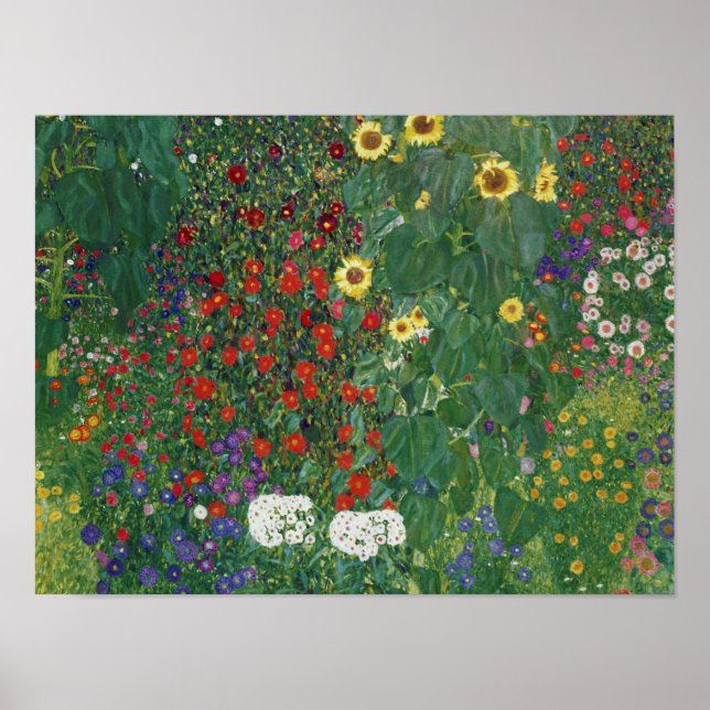 Affiche Gustav Klimt - Farm Garden with Sunflowers (Devant)