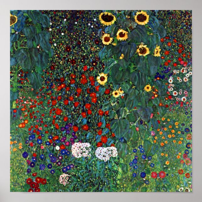 Affiche Gustav Klimt Farm Garden with Sunflowers (Devant)