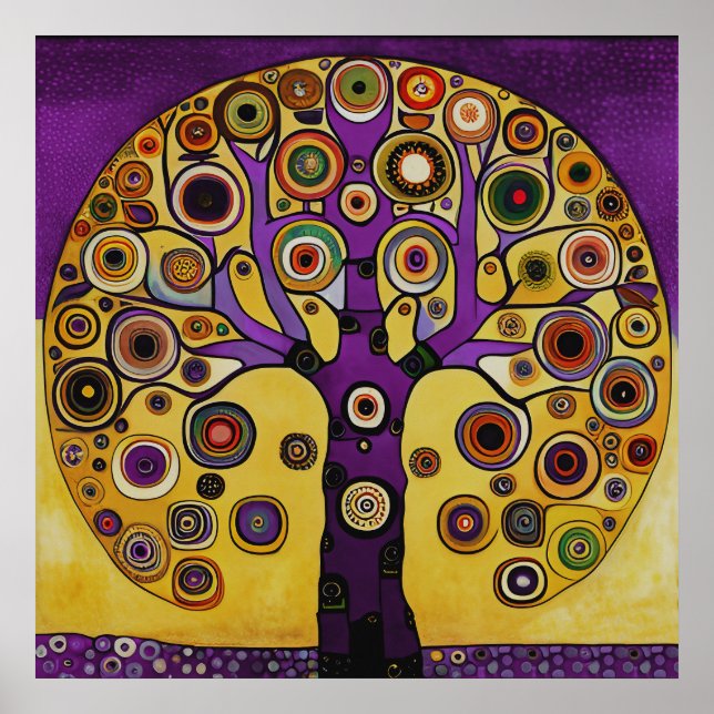 Affiche Gustav Klimt Inspiré L'Affiche Arbre de Vie (Devant)