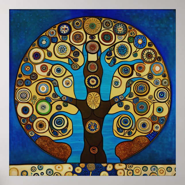 Affiche Gustav Klimt Inspiré L'Affiche Arbre de Vie (Devant)