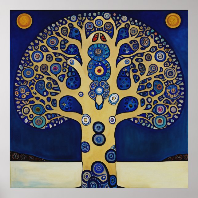Affiche Gustav Klimt Inspiré L'Affiche Arbre de Vie (Devant)