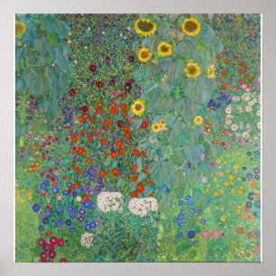 Affiche Gustav Klimt - Jardin de campagne avec tournesols