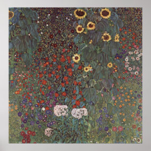Affiche Gustav Klimt - Jardin de campagne avec tournesols