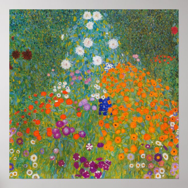 Affiche Gustav Klimt - Jardin des fleurs (Devant)