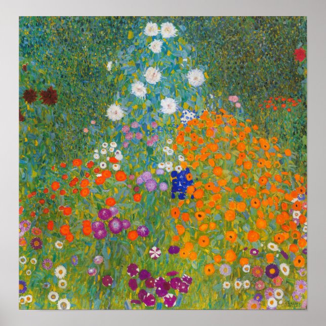 Affiche Gustav Klimt - Jardin des fleurs (Devant)