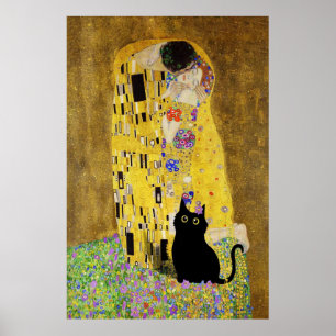 Affiche Gustav Klimt L'affiche du chat Kiss