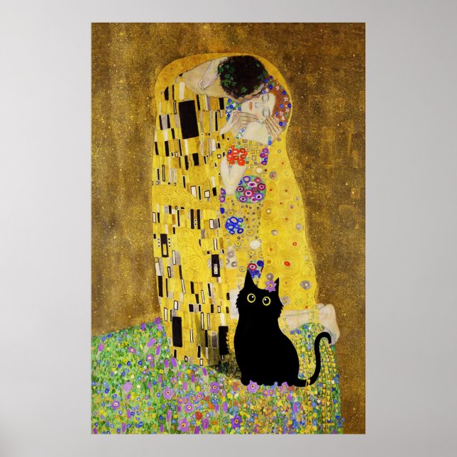 Affiche Gustav Klimt L'affiche du chat Kiss (Devant)