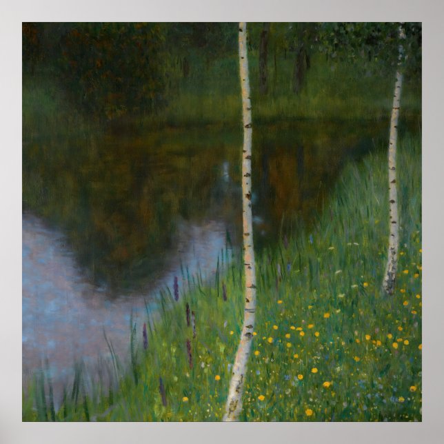 Affiche Gustav Klimt - Lakeshore Avec Birch (Devant)