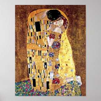 Affiche Gustav Klimt - Le baiser - Art Nouveau Vintage