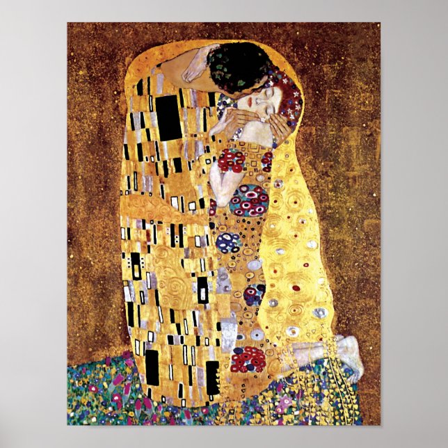 Affiche Gustav Klimt - Le baiser - Art Nouveau Vintage (Devant)