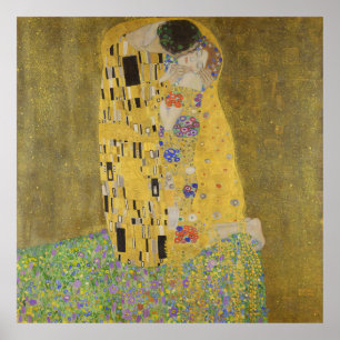 Affiche Gustav Klimt-Le Baiser   Oeuvre Gold Leaf