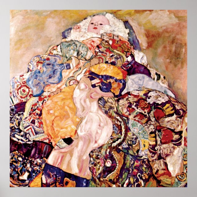 Affiche Gustav Klimt - Le berceau de bébé - Nouveau-né (Devant)