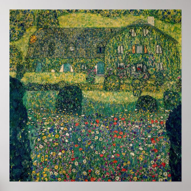 Affiche Gustav Klimt - Maison de campagne de l'Attersee (Devant)
