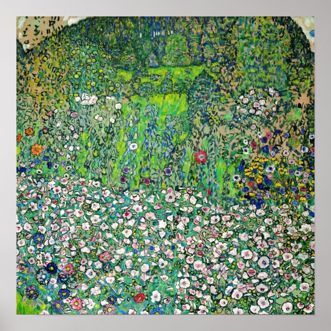 Affiche Gustav Klimt - Paysage horticole et sommet d'une c (Devant)
