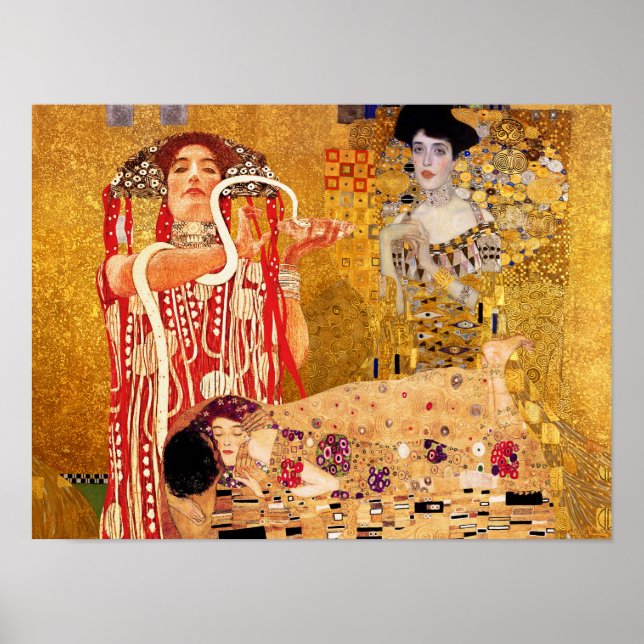 Affiche Gustav Klimt, peintures Collage, Art combiné (Devant)