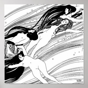 Affiche Gustav Klimt - Poisson Sang Surreal Art Japonais