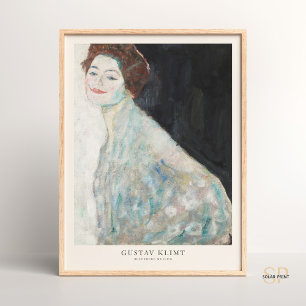 Affiche Gustav Klimt Portrait d'une dame en peinture blanc