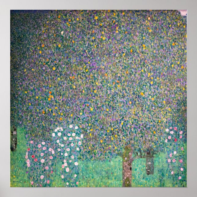 Affiche Gustav Klimt - Roseraies sous les Arbres (Devant)