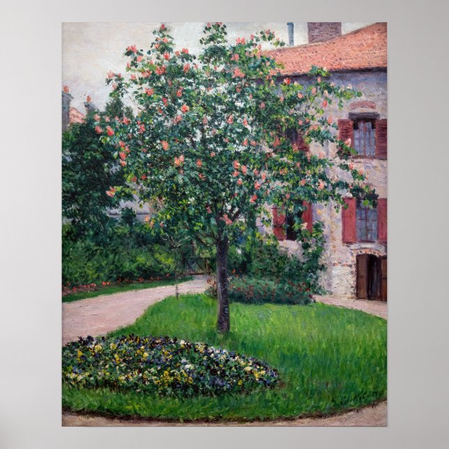 Affiche Gustave Caillebotte - Arbres en fleurs (Devant)