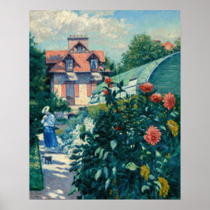 Affiche Gustave Caillebotte - Dahlias, Jardin