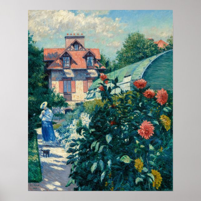 Affiche Gustave Caillebotte - Dahlias, Jardin (Devant)