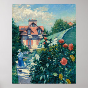 Affiche Gustave Caillebotte - Dahlias, Jardin