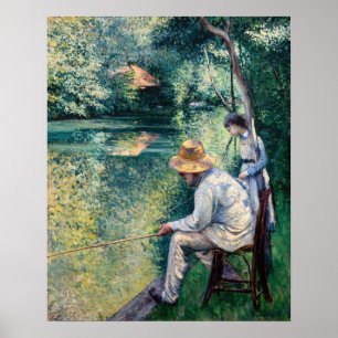 Affiche Gustave Caillebotte - Pêche à la ligne