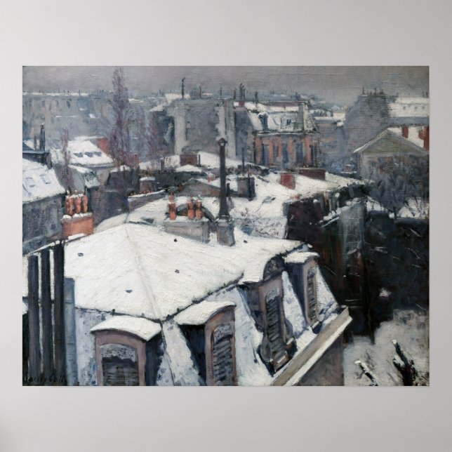 Affiche Gustave Caillebotte - Toits dans la neige (Devant)