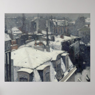 Affiche Gustave Caillebotte - Toits dans la neige