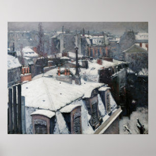 Affiche Gustave Caillebotte - Toits sous la neige