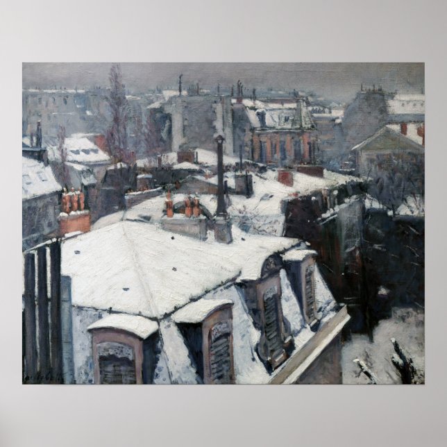 Affiche Gustave Caillebotte - Toits sous la neige (Devant)