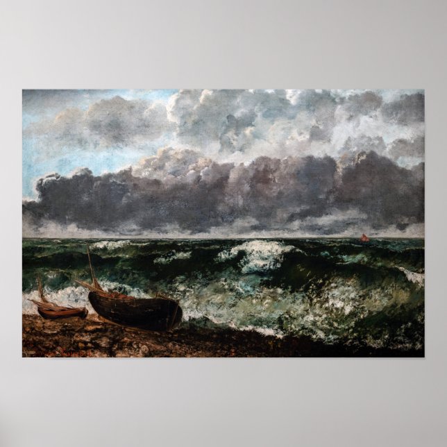 Affiche Gustave Courbet - La Mer orageuse / La Vague (Devant)