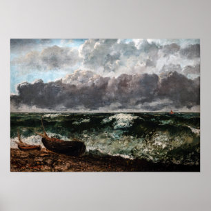 Affiche Gustave Courbet - La Mer Stormy / La Vague
