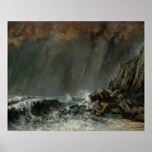 Affiche Gustave Courbet - Marine: The Waterspout (Devant)