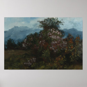 Affiche Gustave Courbet - Paysage avec Fleurs Massiv