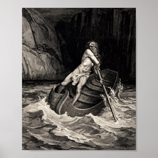 Affiche Gustave Doré - Caron Rowing/Dante's Inferno (Devant)